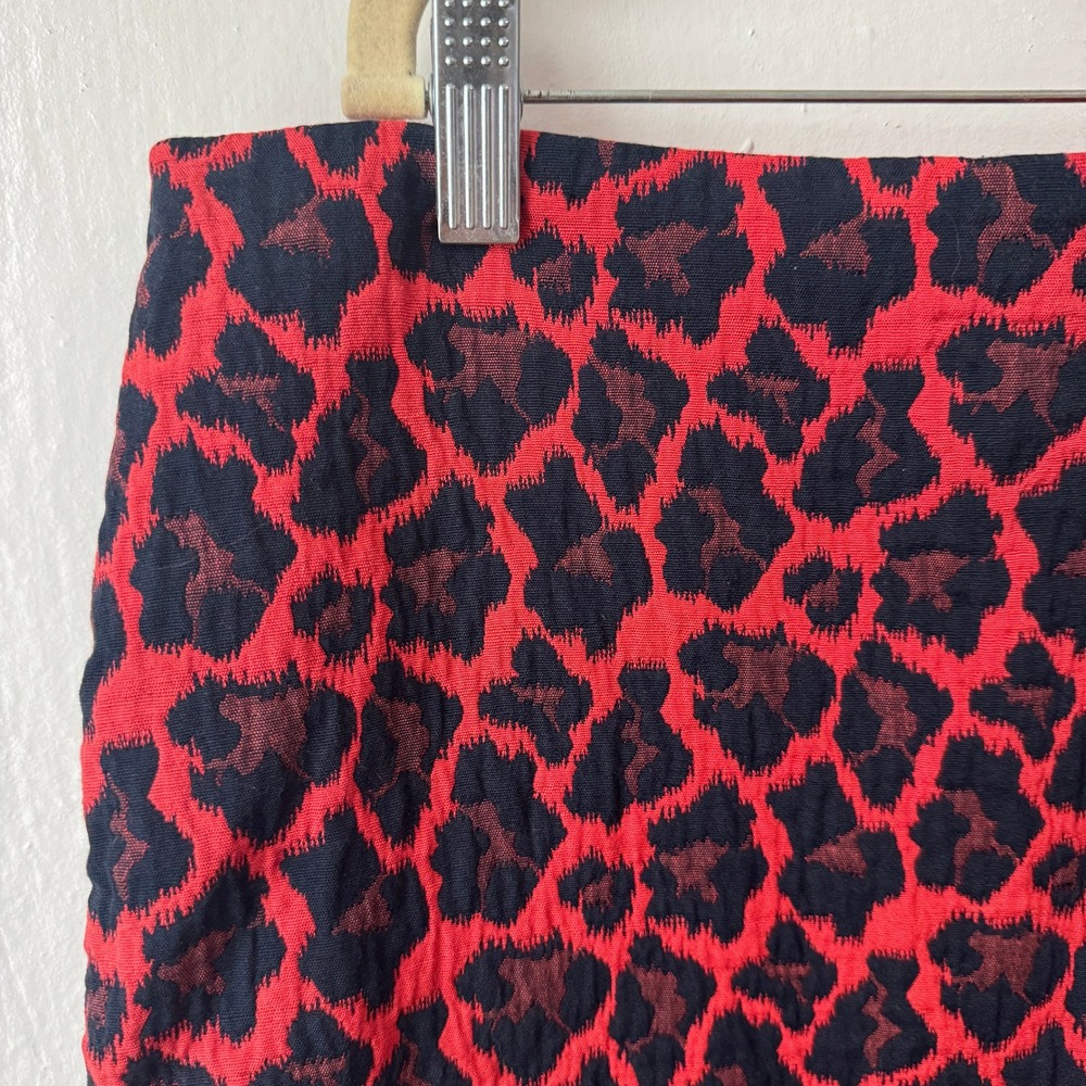 The Limited Red Black Leopard Jacquard Pencil Mini Skirt Women Knee Maximalist